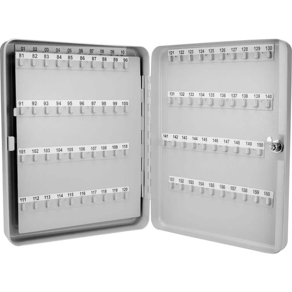 160-Position Steel Key Lock Box Safe with Key Lock, Gray - Hercitys