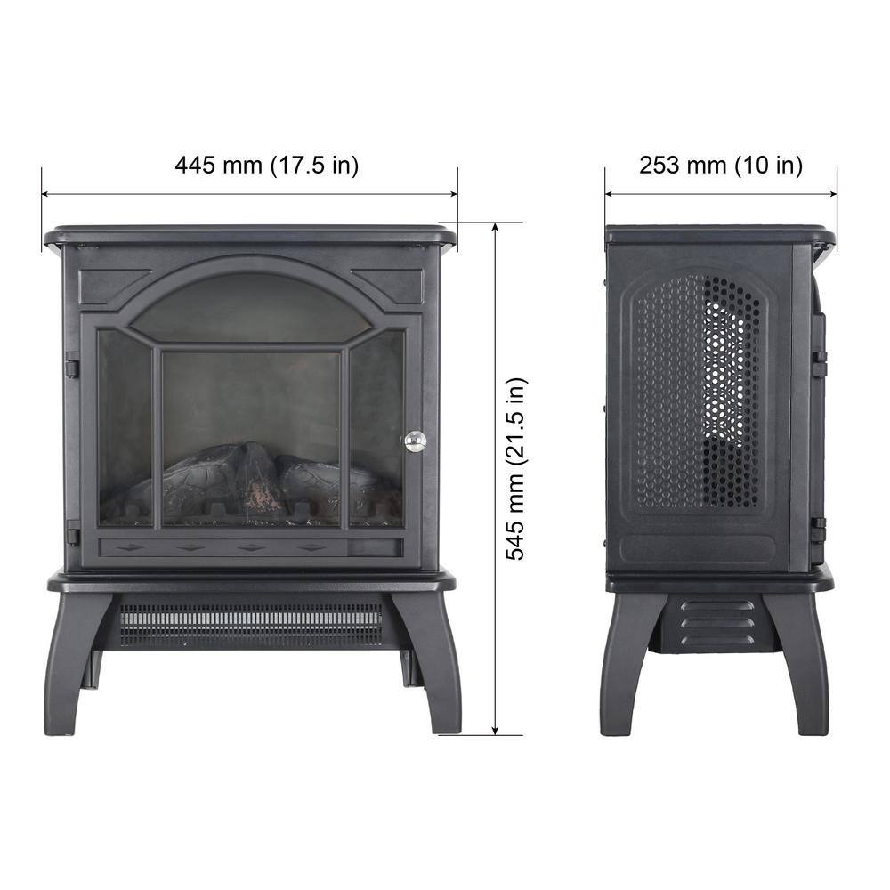 18 in. Freestanding Infrared Electric Fireplace with remote control in Black - Hercitys