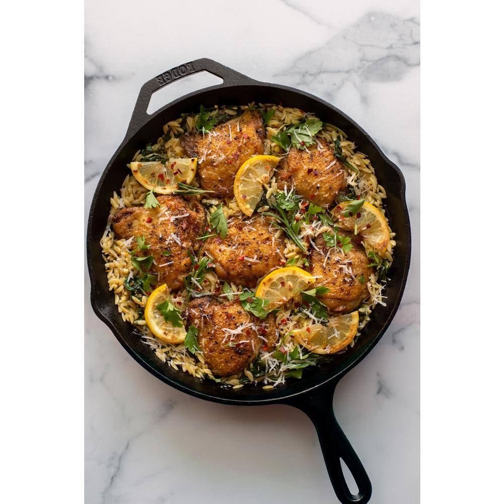 10.25 in. Cast Iron Skillet with Sugar Skull Design in Black with Pour Spout - Hercitys