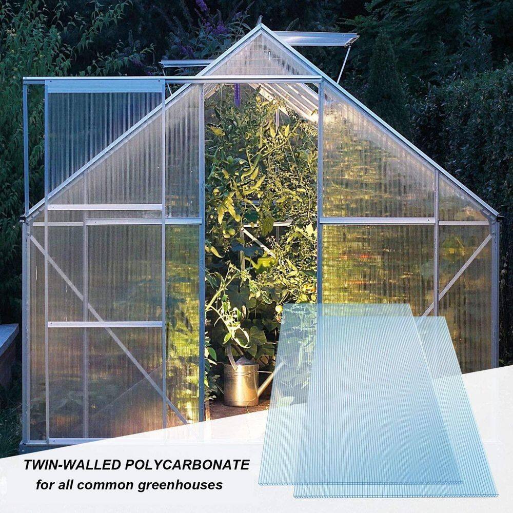 14-Piece 48 in. W x 24 in. D x 0.15 in. H Polycarbonate Clear UV Protected Anti-Drip Greenhouse Sheet - Hercitys
