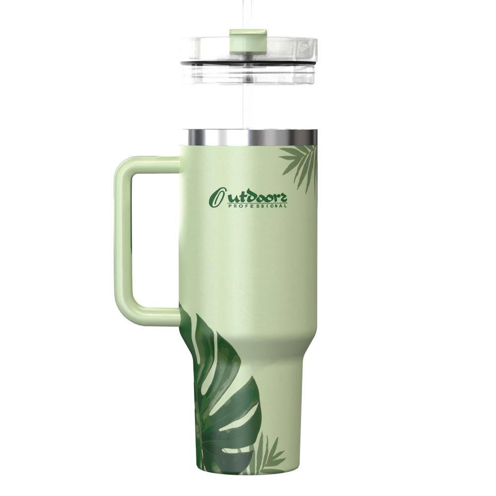 40 oz. Double-Walled Insulated Tropical Green Stainless Steel Tumbler - Hercitys