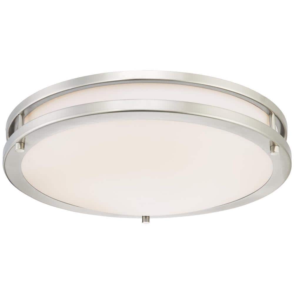 100-Watt Brushed Nickel Integrated Dimmable LED Flush Mount - Hercitys