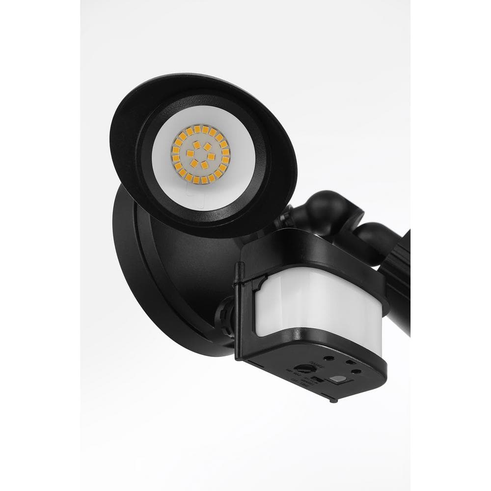22-Watt equivalent 1500 Lumen Black Motion Sensing Integrated LED Double Flood Light - Hercitys
