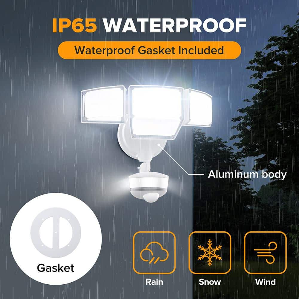 425-Watt equivalent 8000 Lumen 180° White Motion Sensing Dusk to Dawn Integrated LED Flood Light - Hercitys