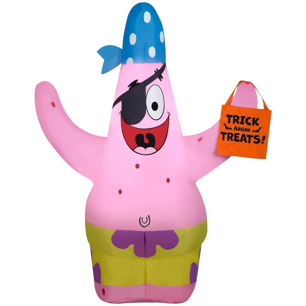 3.5 ft. H x 1 ft. 28 in. W x 2 ft. 69 in L Halloween Airblown Inflatable-Patrick in Pirate Costume holding Trick Sack-SM - Hercitys