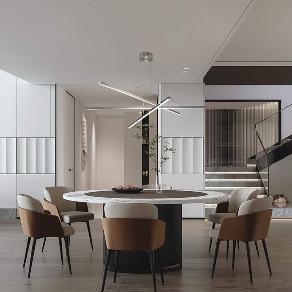 47.64 in. 1-Light Chrome LED Semi-Flush Mount Ceiling Lamp Pendant Lighting Fixture - Hercitys