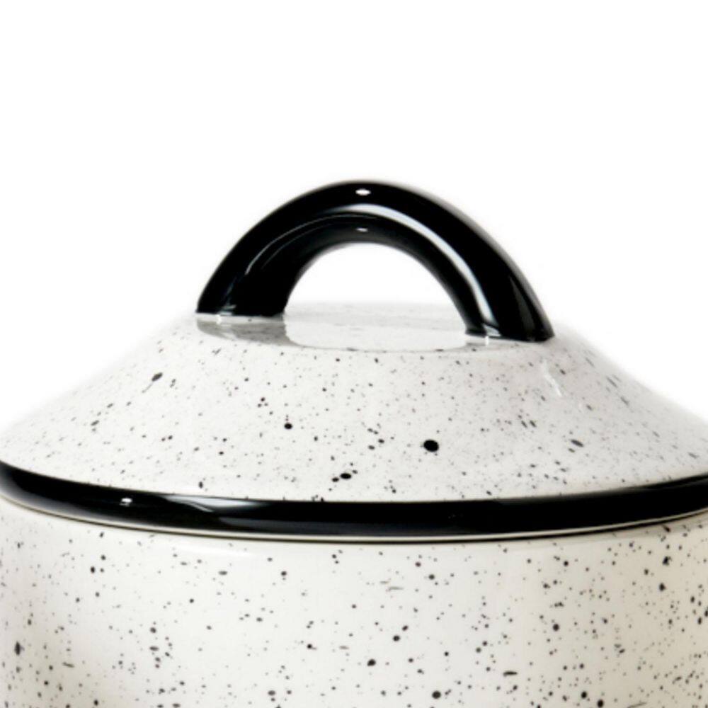 3-Piece Farm House Ceramic Canister Set with Ceramic Top Lids, White - Hercitys