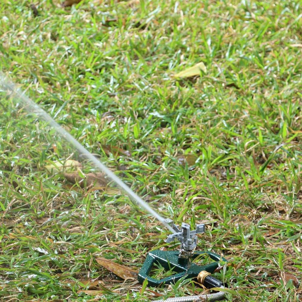 5800 sq. ft. Adjustable Circular Pulsating Lawn Sprinkler with Heavy Duty Metal Base, Green - Hercitys