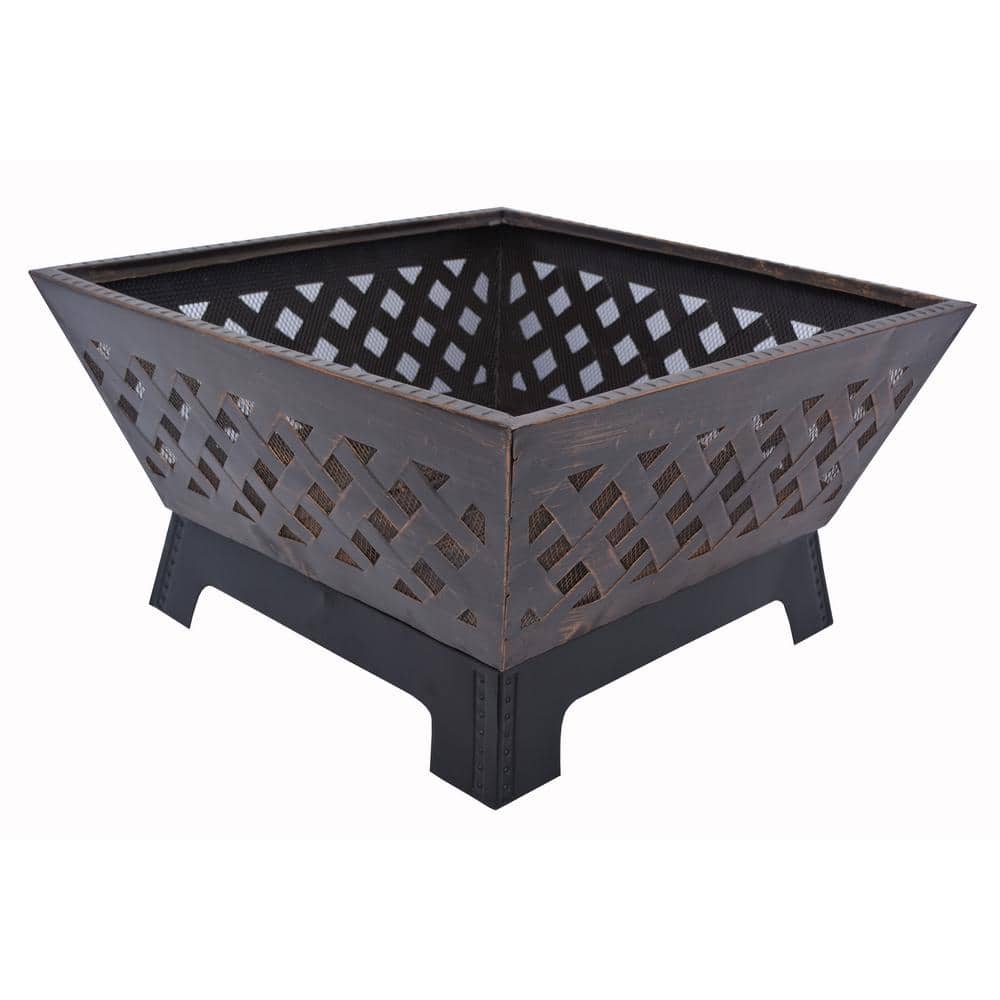 26.5 in. W x 25 in. H Square Steel Lattice Fire Pit - Hercitys