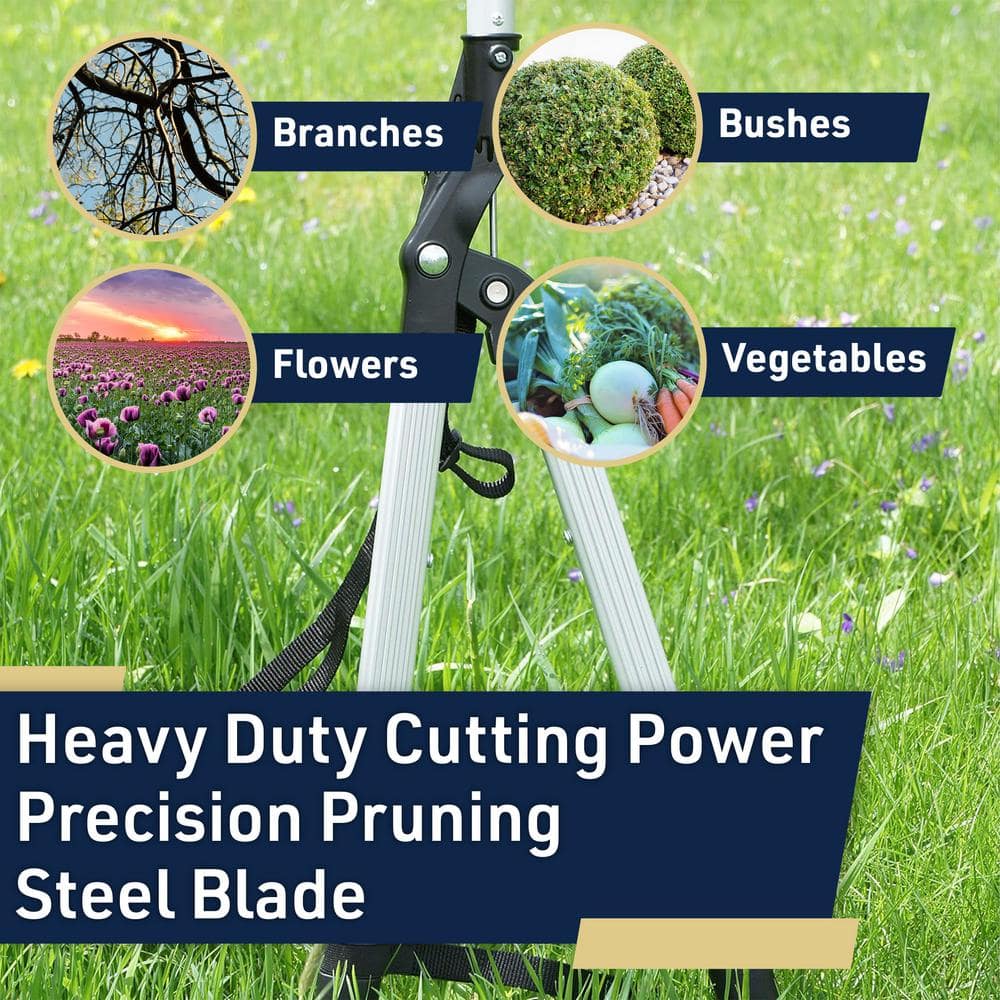 59 in. Long Reach Pruner with Rotating Head and Sharp Bypass Loppers-Tree Trimmer Pruning Shears - Hercitys