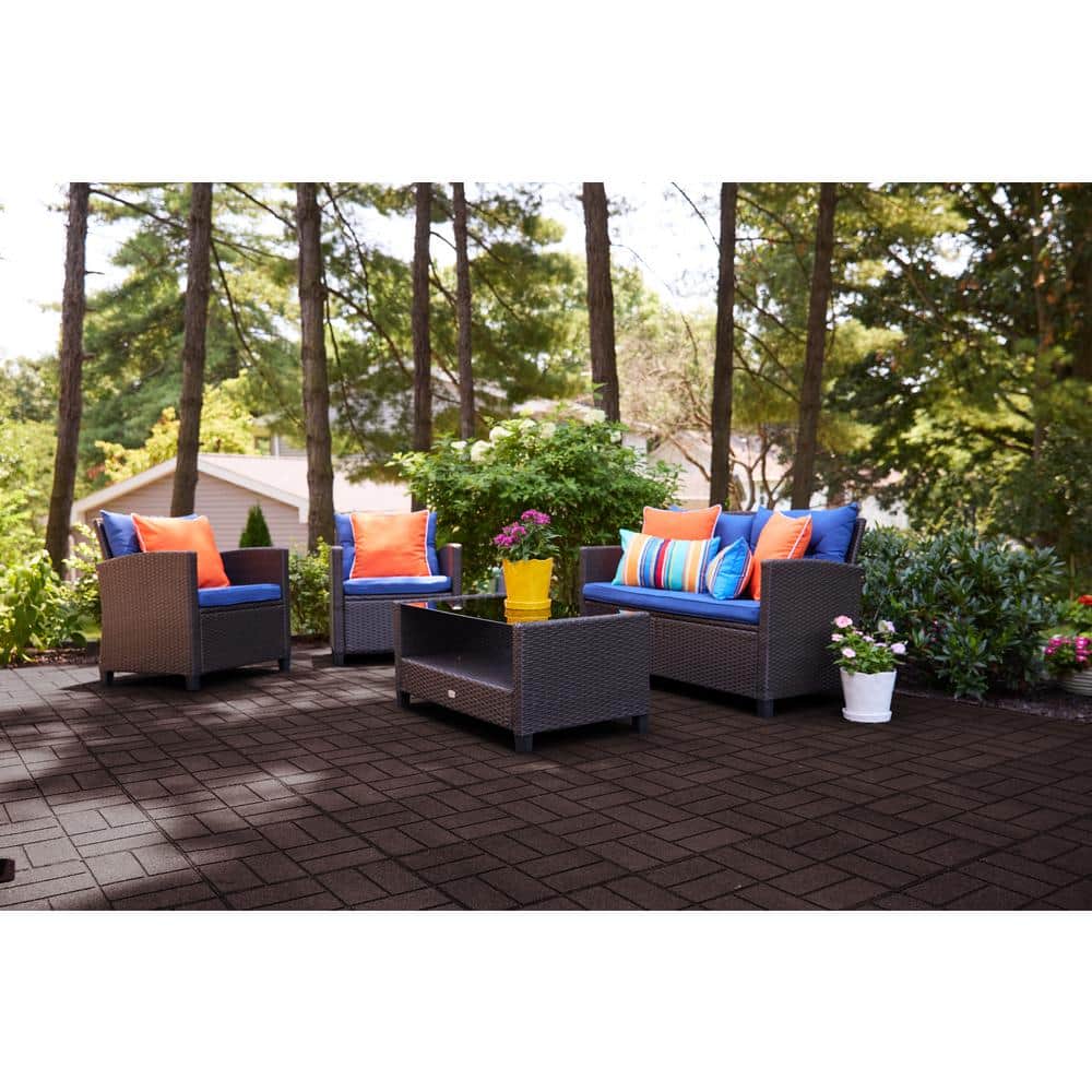 16 in. x 16 in. x 5/8 in. Brown SmartLoc Rubber Paver (9-Pack) - Hercitys