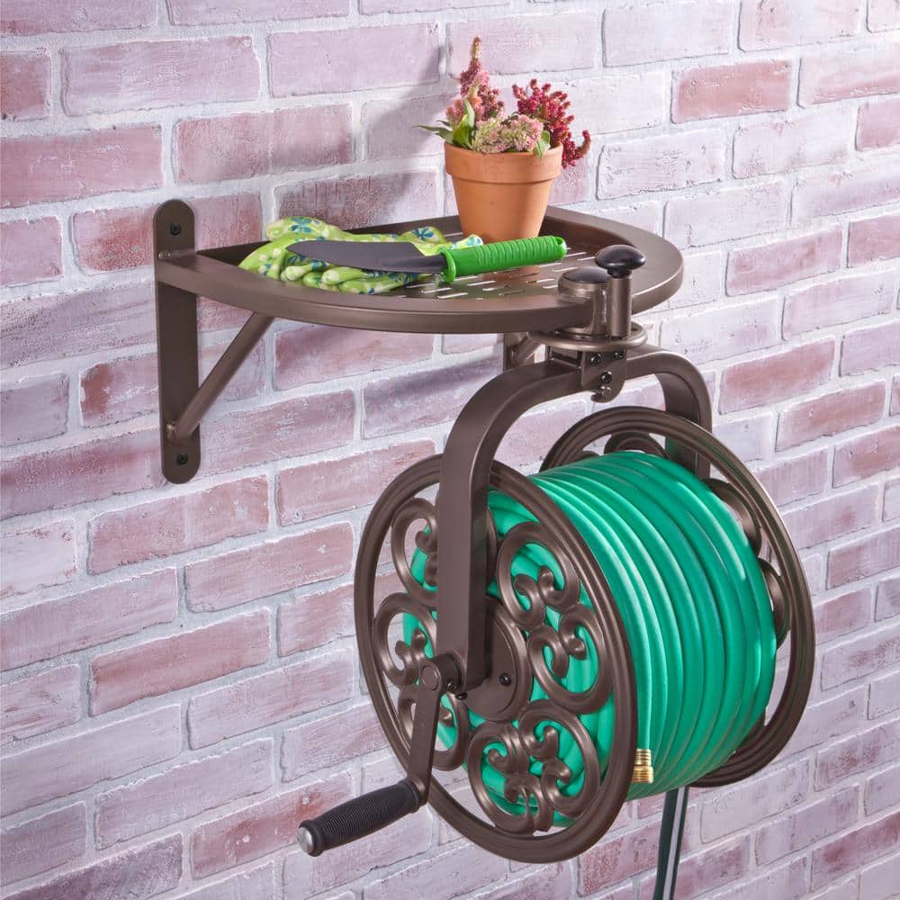 125 ft. Bronze Steel Rotating Wall Mounted Garden Hose Reel - Hercitys