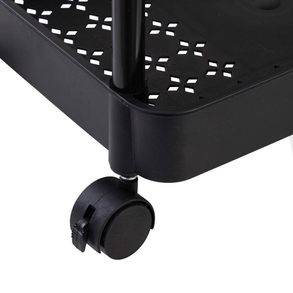 3-Tier Rolling Basket Cart in Black - Hercitys