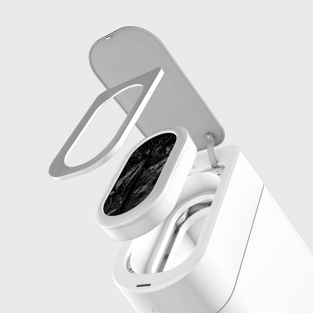 3.4 Gal. White Plastic Smart Trash Can - Hercitys