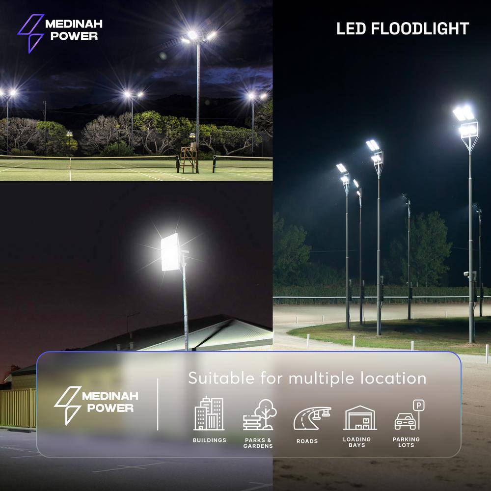 400W Equivalent Integrated LED 100 Degree Bronze Flood Light, 21,000 Lumens, 4000K Bright white light, Dusk-to-Dawn - Hercitys