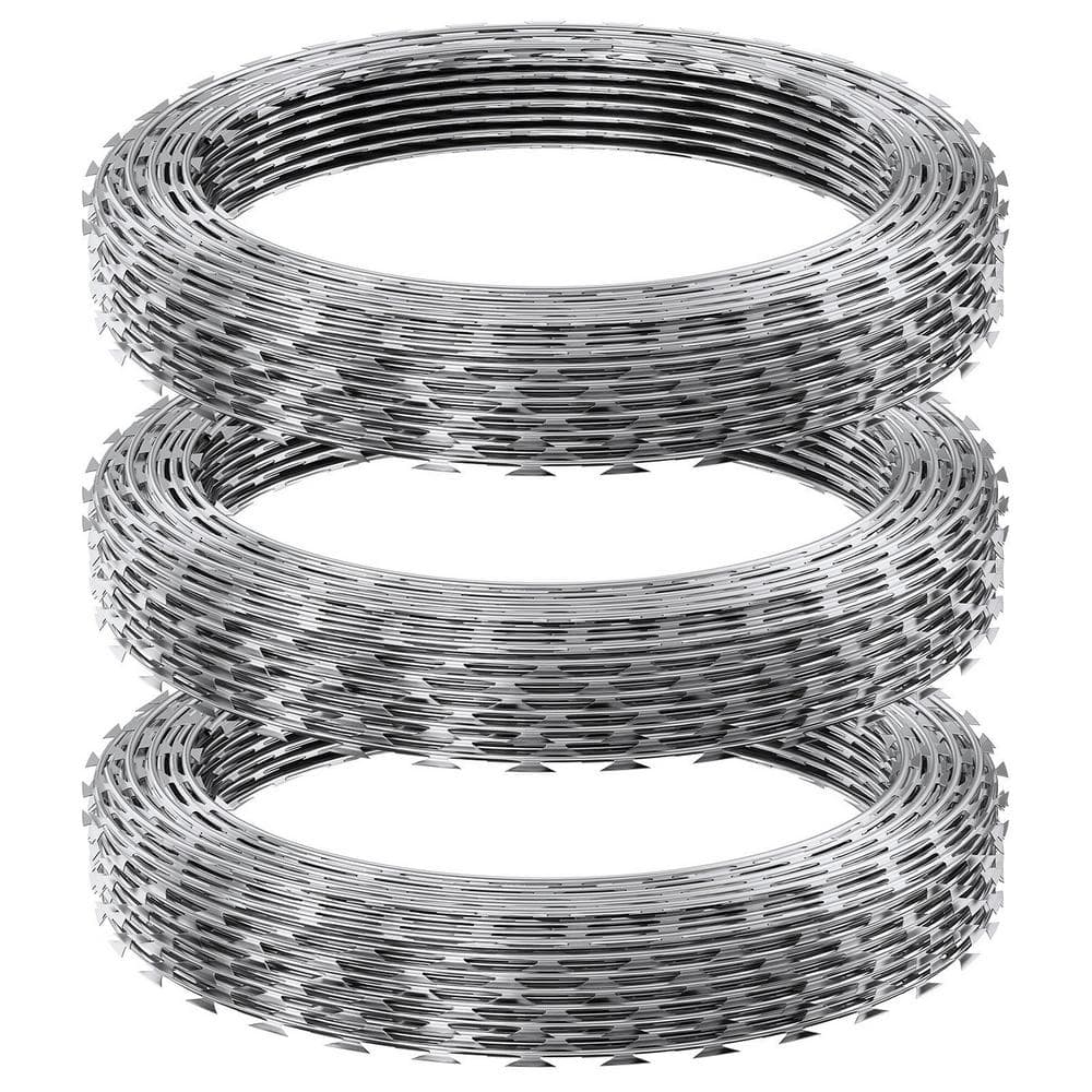 147 ft. Razor Barbed Wire, 3 Rolls Razor Wire Fencing Razor Fence, Razor Ribbon Barbed Wire Galvanized Razor Wire Fence - Hercitys