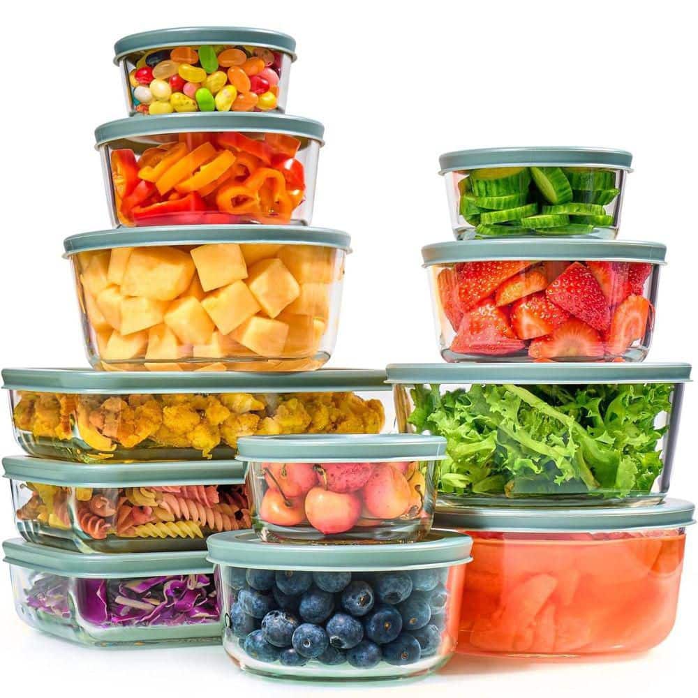 24-Piece Set Glass Food Storage Containers and Bowls with Airtight Lids-Leakproof BPA-Free - Hercitys