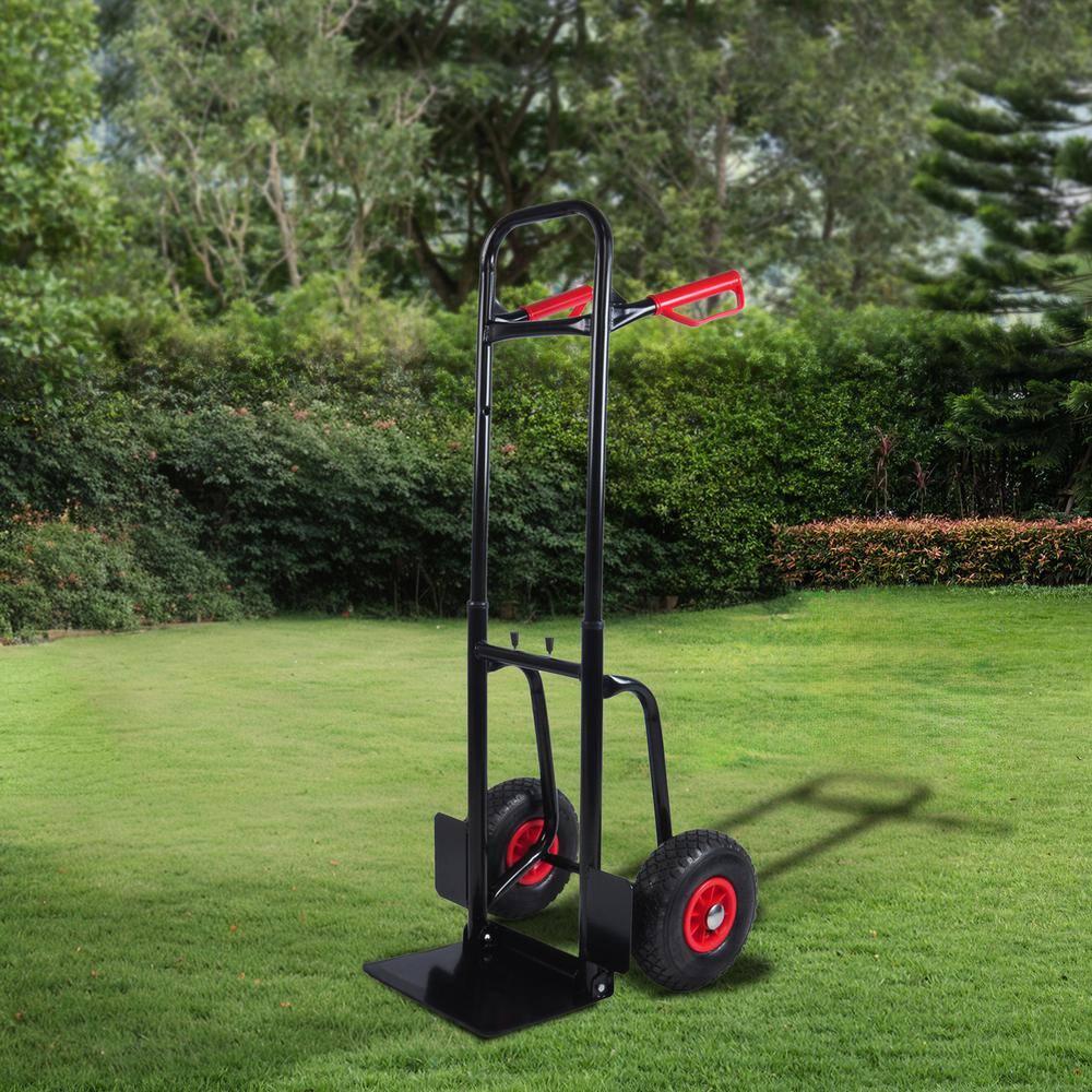 1.5 cu. ft. Metal Garden Cart, 2-Large and 2-Small Wheels, 10 in. Rubber Wheels, Black - Hercitys