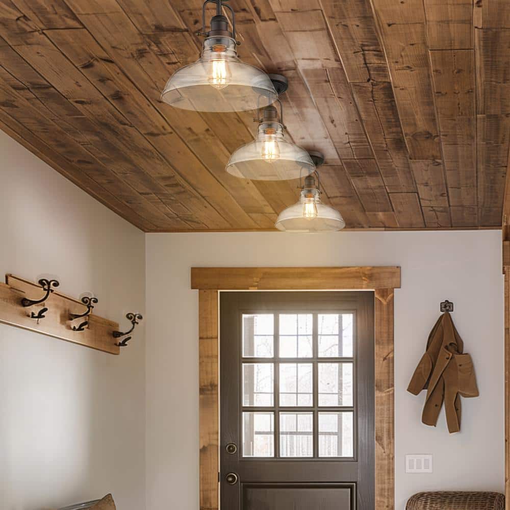 11 in.1-Light Oil Rubbed Bronze Finish With Clear Glass Semi-Flush Mount Light - Hercitys