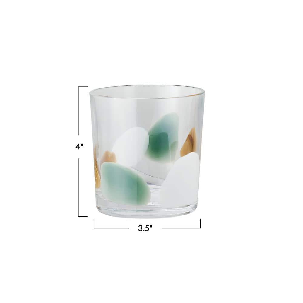 12 oz. Handmade Multi Color Green Art Glass Drinking Glass - Hercitys