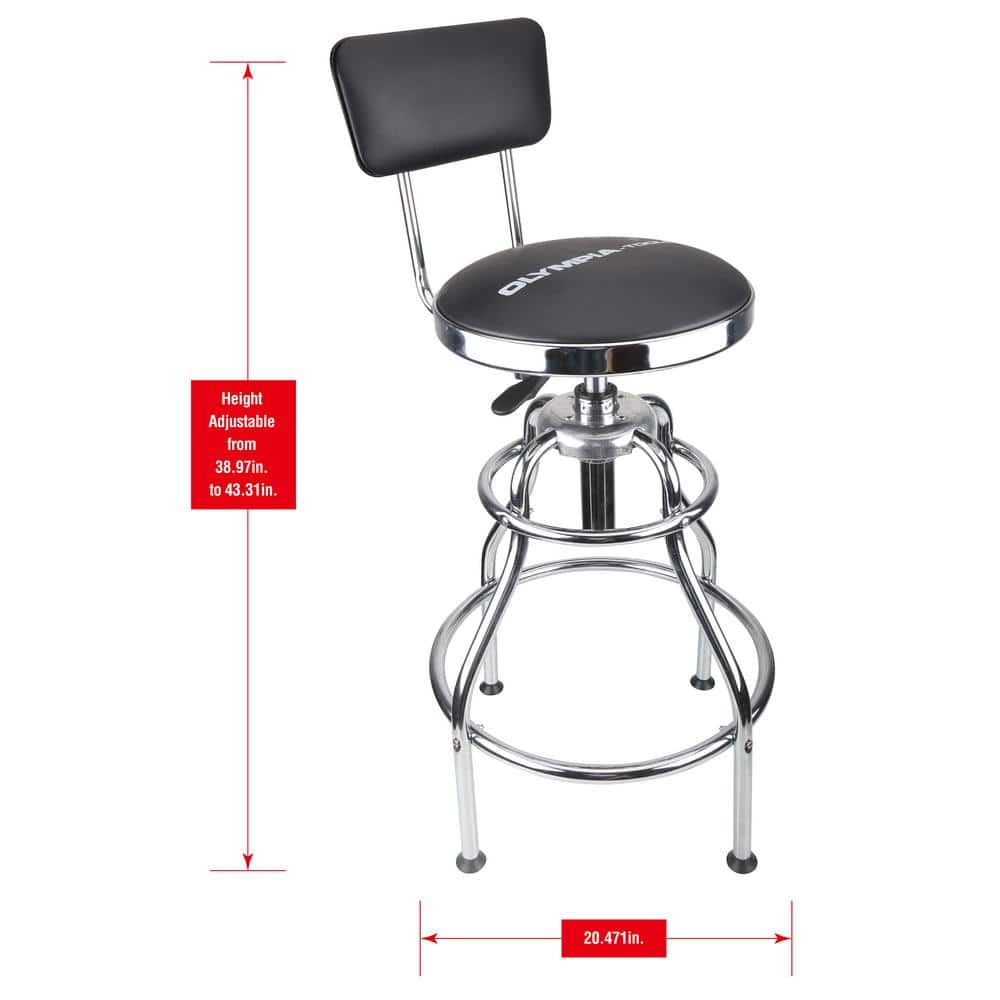 300 lb. Capacity 39 in. Adjustable Height Hydraulic Garage/Shop Stool with 360-Degree Swivel - Hercitys