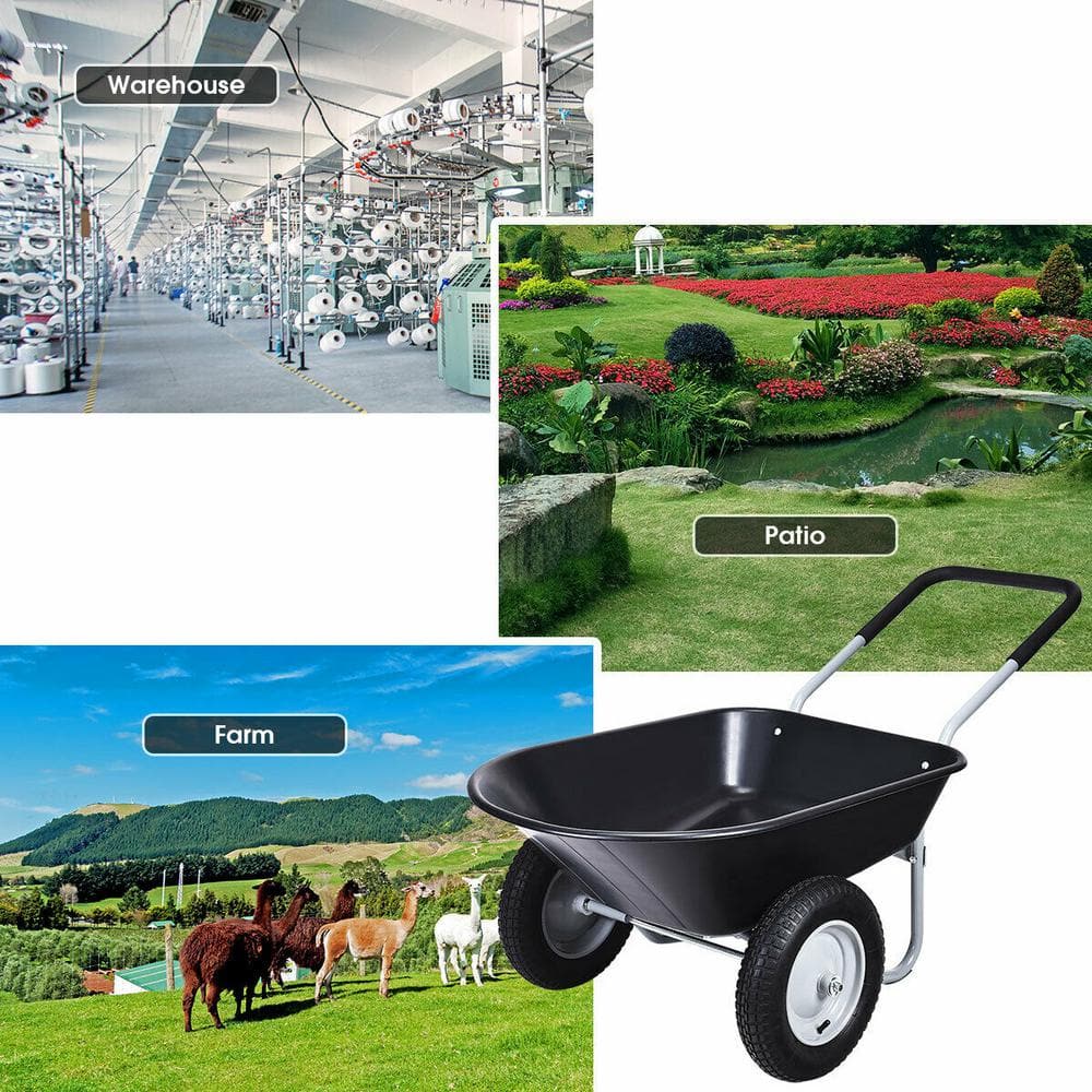 5 cu. ft. Plastic Garden Dolly Post Hole Digger Utility Cart Wheelbarrow - Hercitys