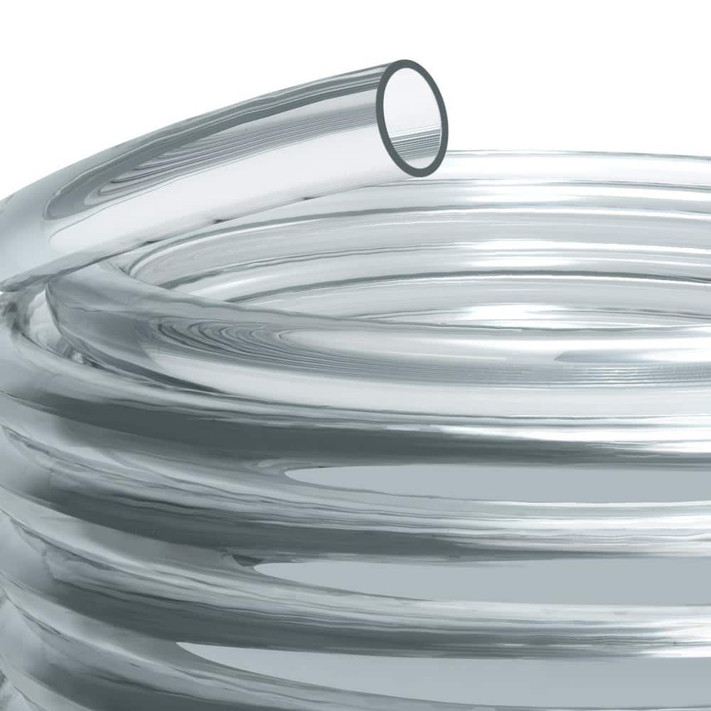 3/8 in. I.D. x 1/2 in. O.D. x 100 ft. Multi-Use Clear Flexible Vinyl Tubing for Fountains, Aquariums, AC and More - Hercitys