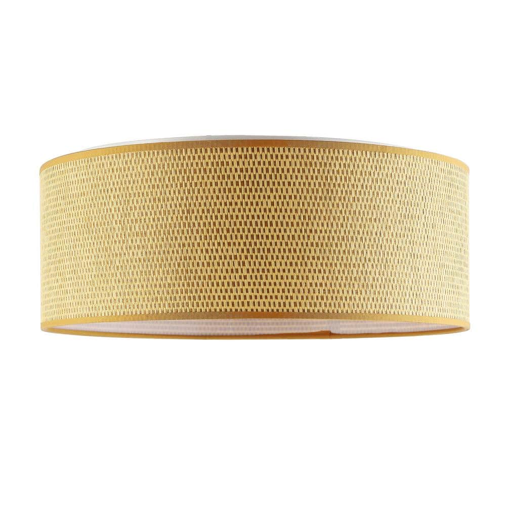 15.7 in. 3-Light Flaxen Shaded Drum Flush Mount, Flaxen Grass cloth Finish - Hercitys