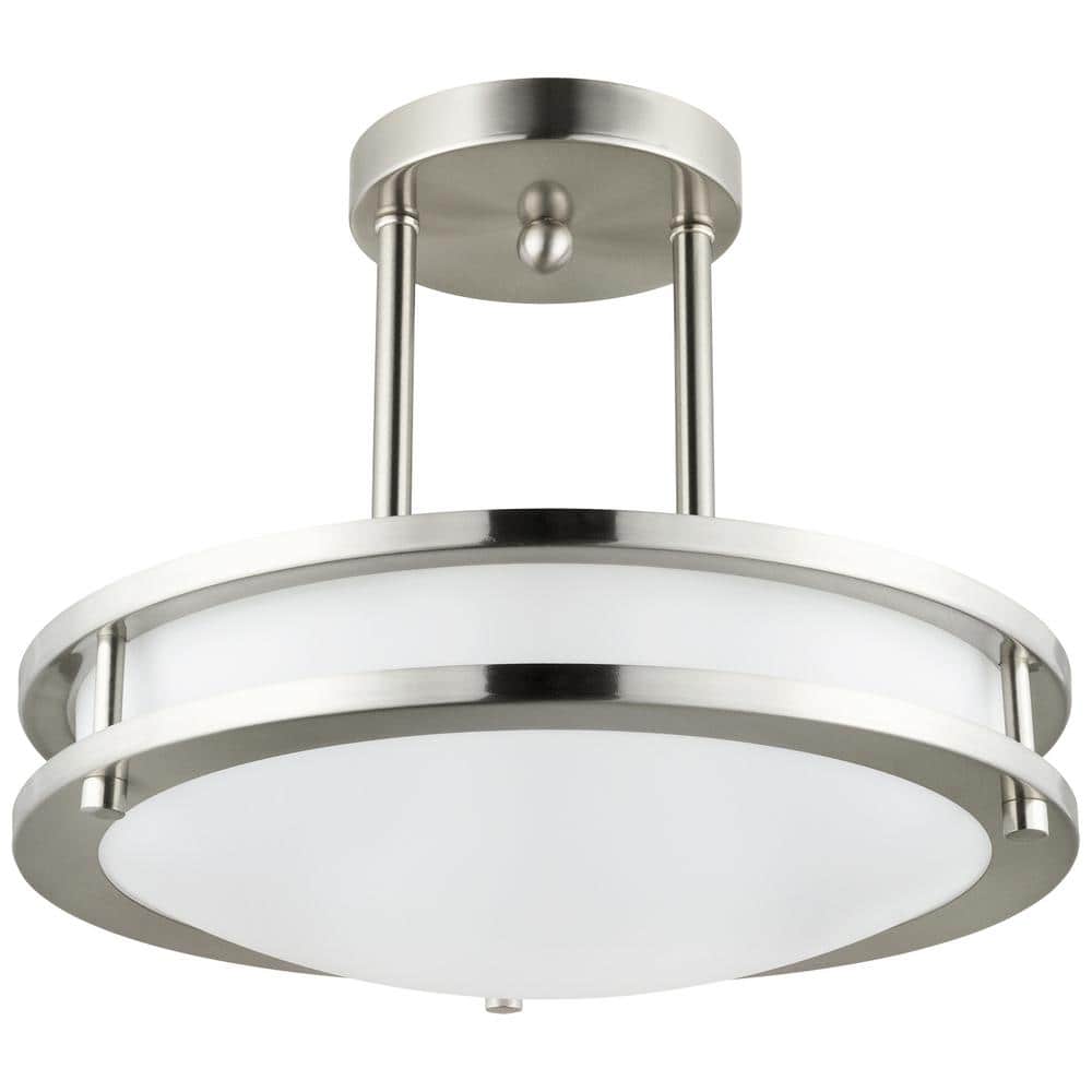 12 in. 1-Light Brushed Nickel Selectable LED Round Dimmable Semi Flush Mount Fixture, CCT Color Selectable 30K 40K 50K - Hercitys