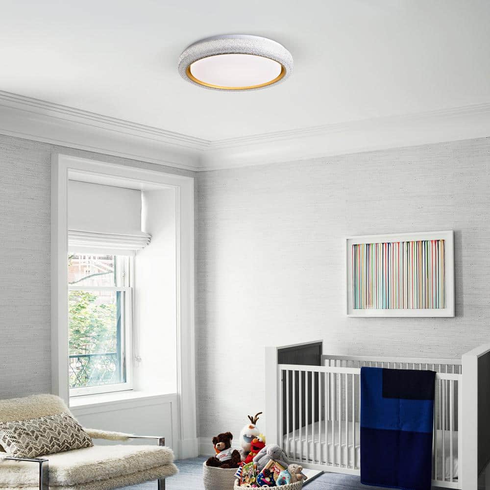 19.69 in. 1-Light White Selectable LED 36-Watt 5 CCT Flush Mount Ceiling Light - Hercitys