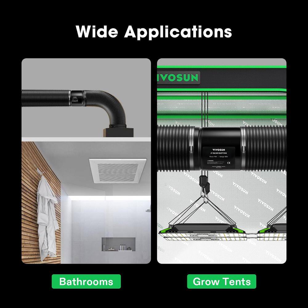 420 CFM 8 in. Inline Booster Duct Fan with Low Noise in Black - Hercitys