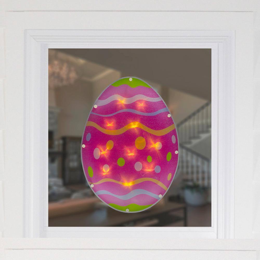 14 in. Battery Operated LED Lighted Easter Egg Window Silhouette - Hercitys
