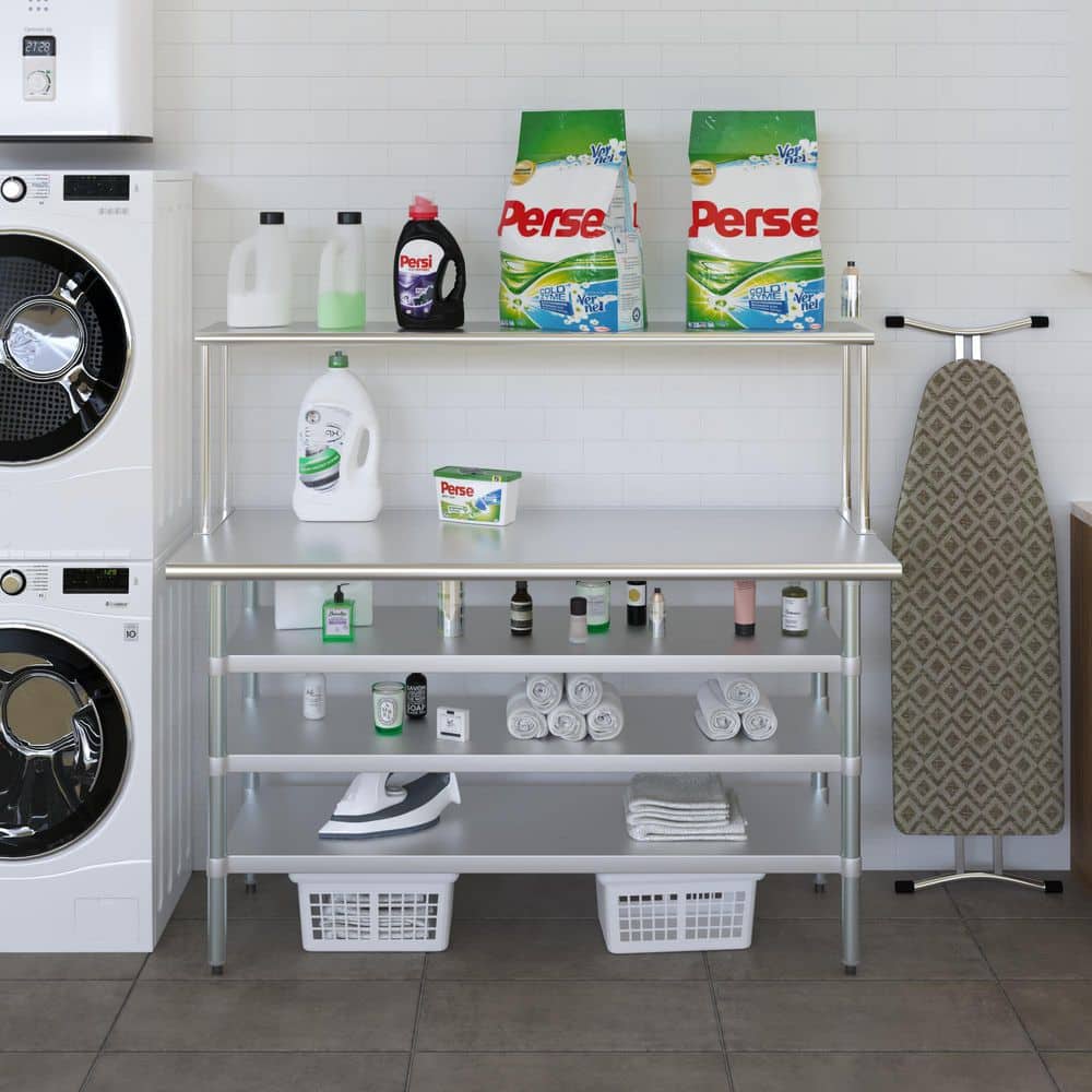 12 in. Wide x 60 in. Long x 18 in. High Stainless-Steel Single Over Shelf for 60 in. Long Kitchen Prep Table - Hercitys