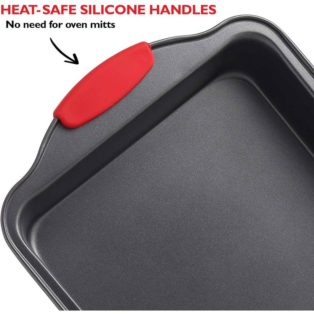 15-Piece Nonstick Black Steel Bakeware Set with Silicone Handles - Hercitys