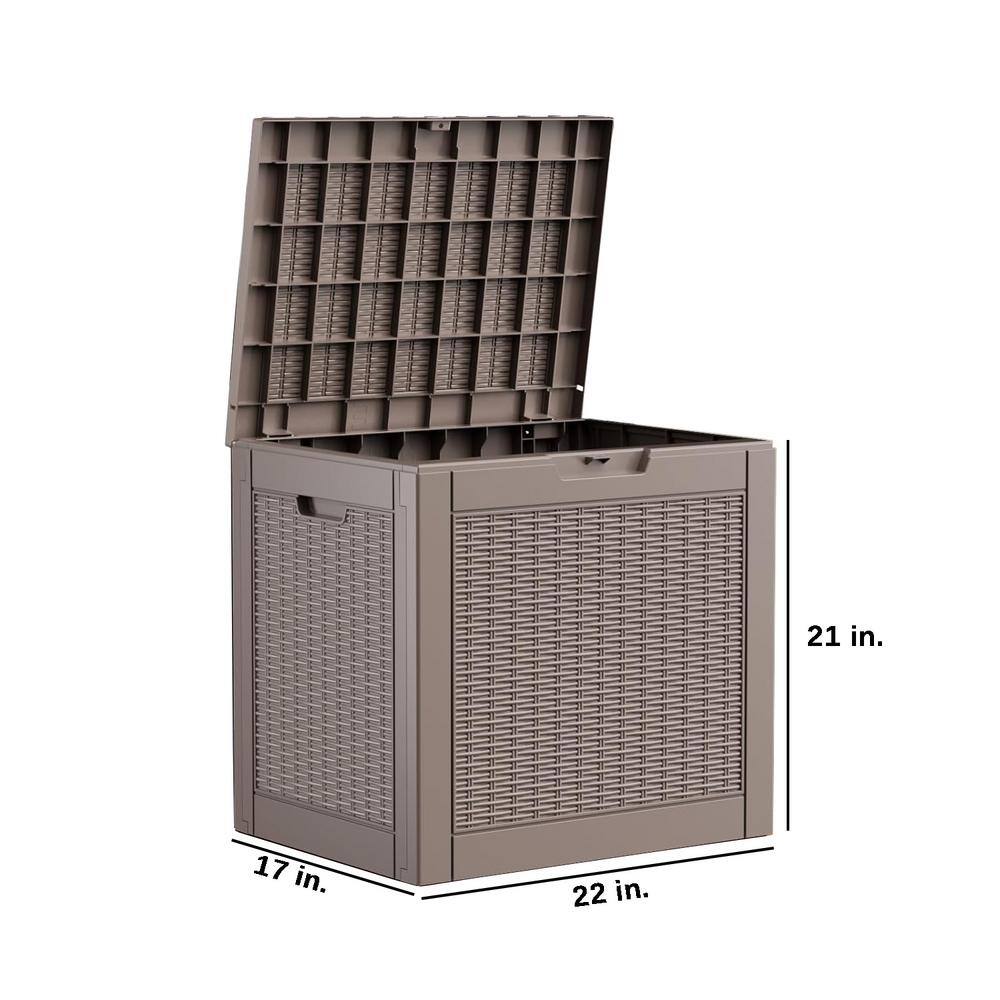 30 Gal. Light Brown Resin Deck Box Waterproof with Lockable Lid - Hercitys