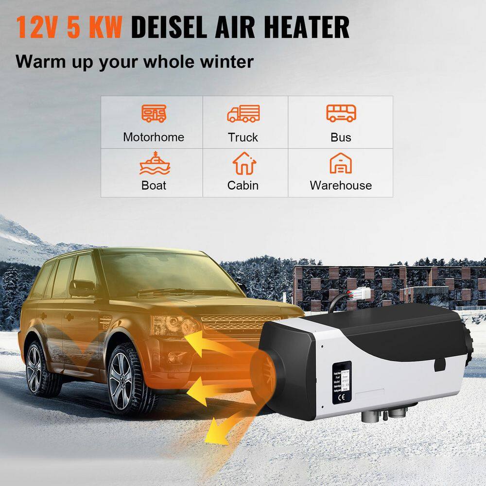5 KW Diesel Air Heater 10 L Tank Diesel Heater 12-Volt Diesel Parking Heater Muffler with LCD Thermostat Remote Control - Hercitys