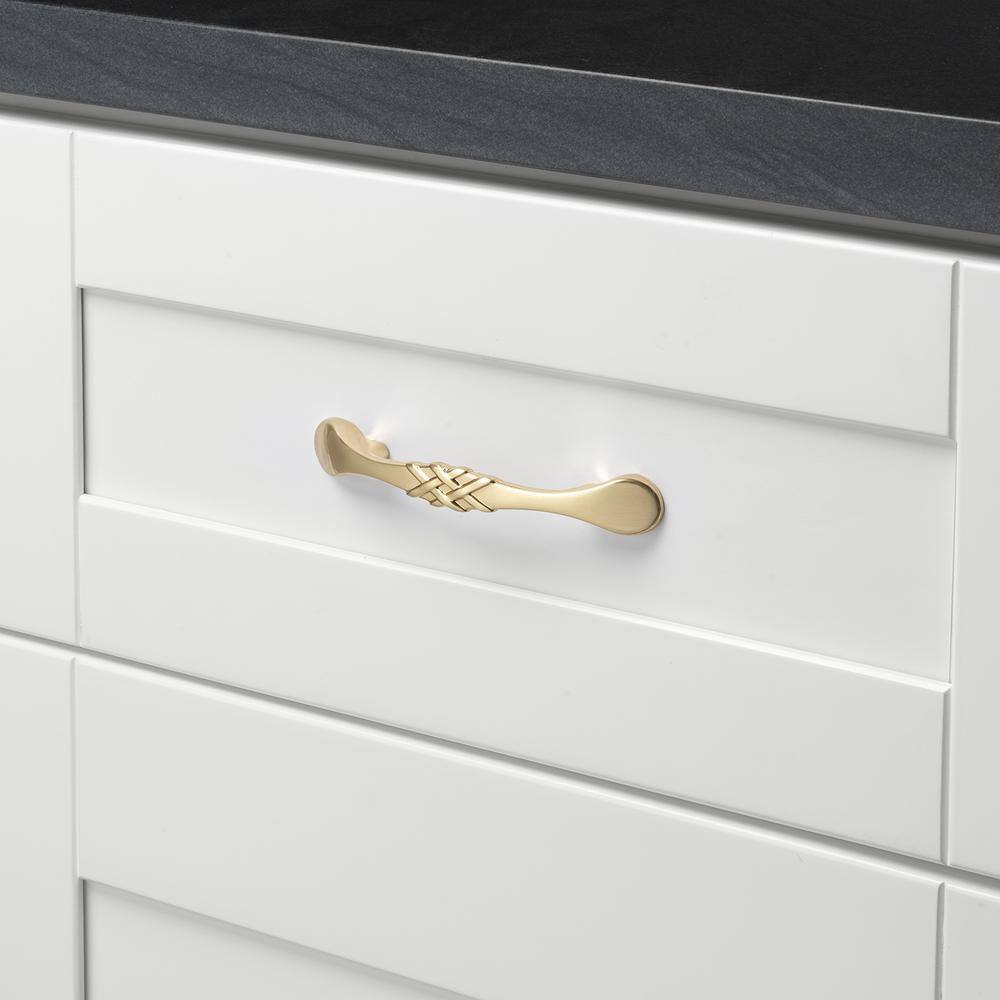 3 in. (76.2 mm) Center-to-Center Champagne Gold Braided Bar Pulls (10-Pack ) - Hercitys