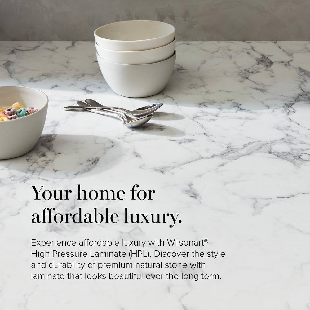 4 ft. x 8 ft. Laminate Sheet in Marmo Bianco Premium Textured Gloss Finish - Hercitys