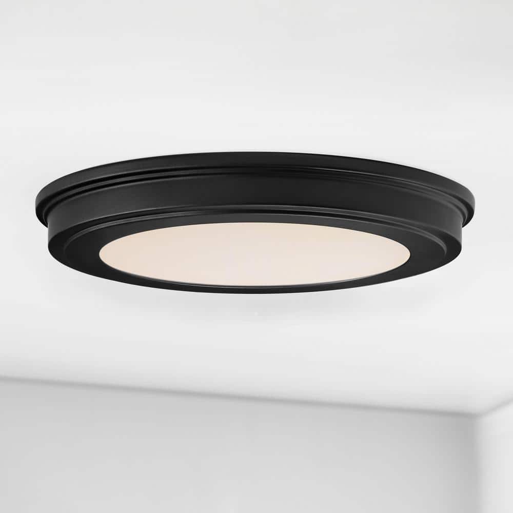 11 in. Matte Black 3-CCT LED Round Flush Mount, Low Profile Ceiling Light (2-Pack) - Hercitys