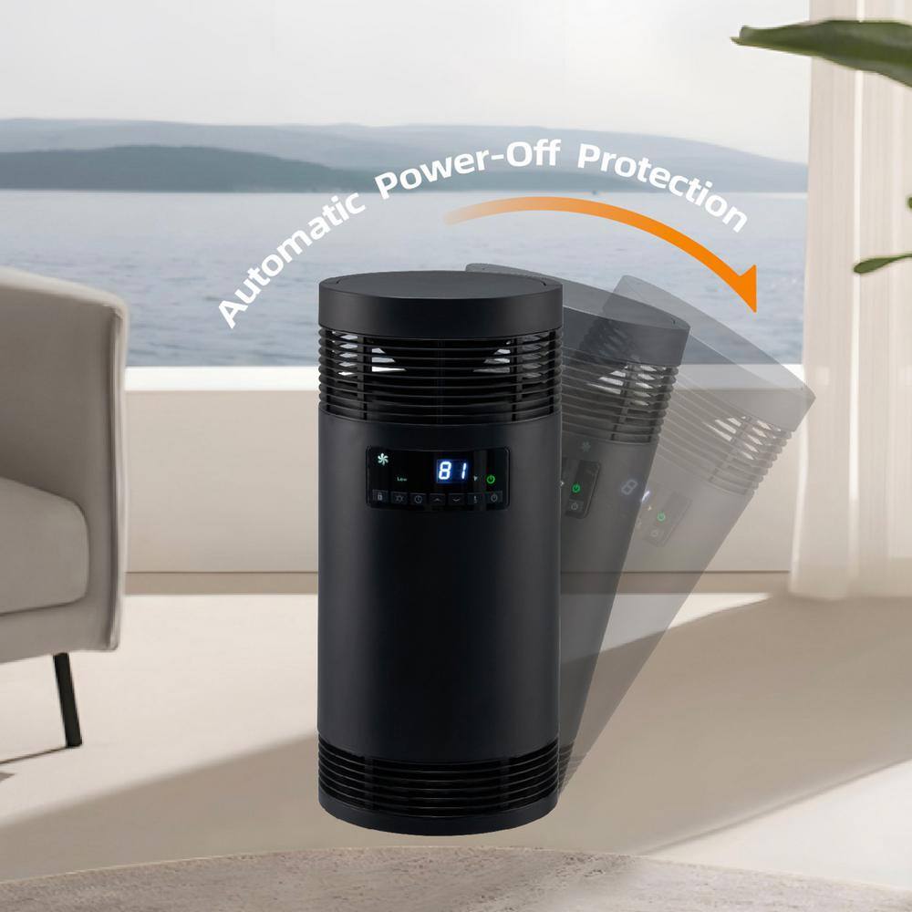 1500-Watt Brown Indoor Portable Electric Convection Infrared Space Heater with Foldable Handle and Adjustable Thermostat - Hercitys