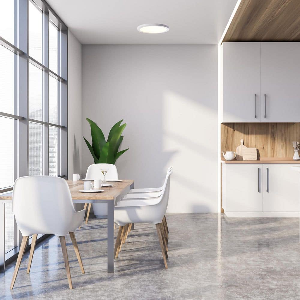 12 in. White Round Flat 3000K 4000K 5000K Dimmable LED Flush Mount Ceiling Light Closet Bathroom Hallway Lighting - Hercitys