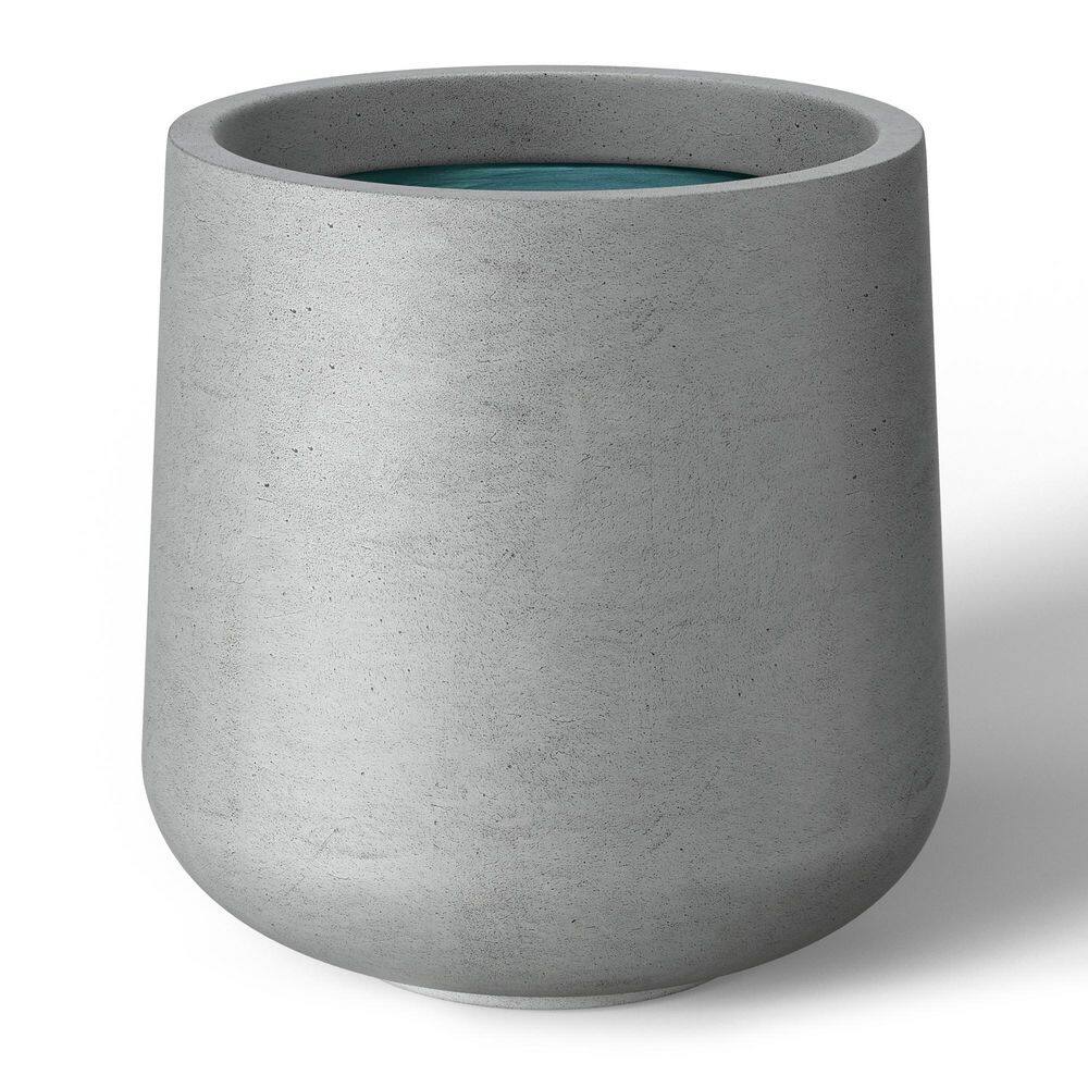 17 in. Large Natural Gray (Premium Inner) Concrete Round Planter/Pot with Drainage Holes - Hercitys