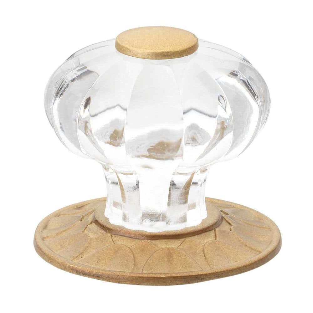 1-1/4 in. Satin Gold Crystal Acrylic Melon Cabinet Drawer Knobs with Backplate (10-Pack) - Hercitys