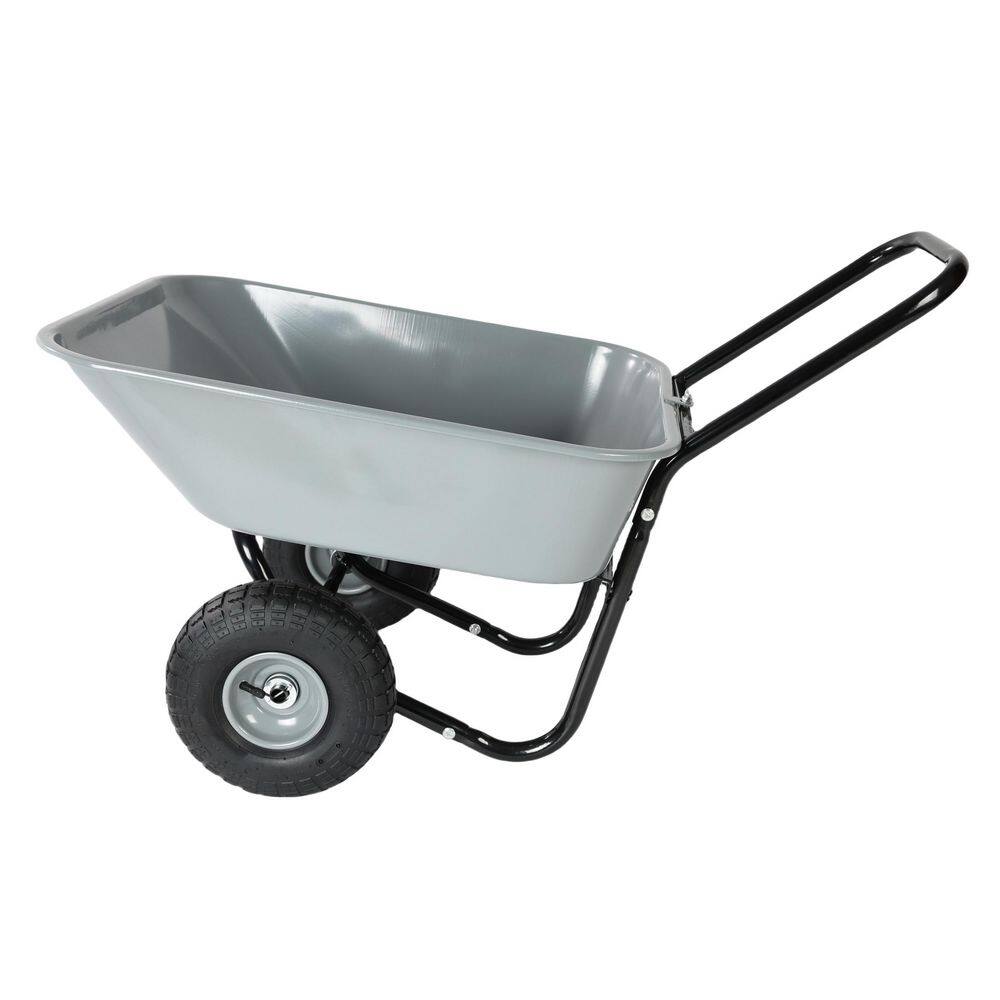 1.2 cu. ft. Gray Two-wheeled Garden Cart with 10-inch Pneumatic Wheels - Hercitys