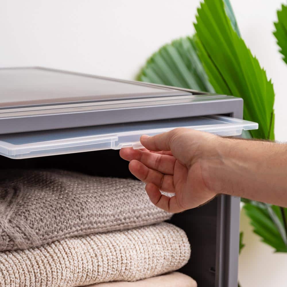 15.63 in. W x 11.65 in. H Single Stackable Deep Box Drawer in Gray  (3-Pack) - Hercitys