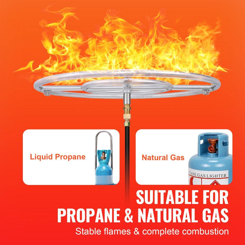 24 in. Round Drop-in Fire Pit Pan, Stainless Steel Fire Pit Burner, Natural & Propane Gas Fire Pan 92,000 BTU - Hercitys