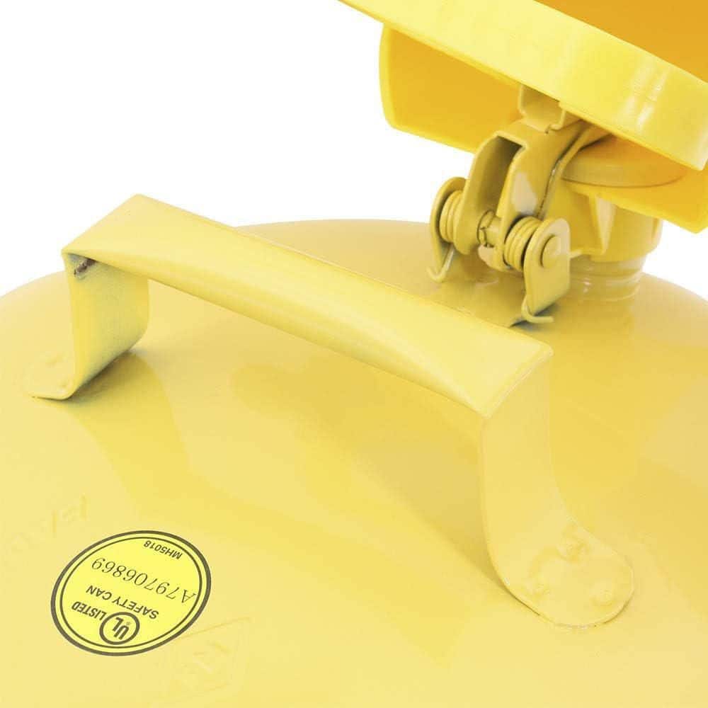 5 Gal. Capacity Yellow Galvanized Steel Type I Gasoline Safety Can with Funnel - Hercitys