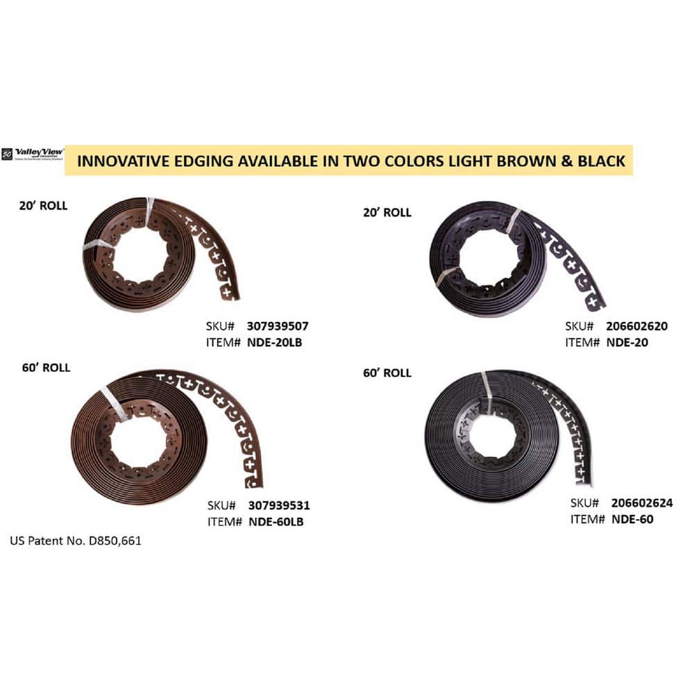 20 ft. L x 2 in. W x 1.5 in. H Light Brown Resin Innovative Edge No Dig Edging with 9 in. Poly Nails (16-Quantity) - Hercitys