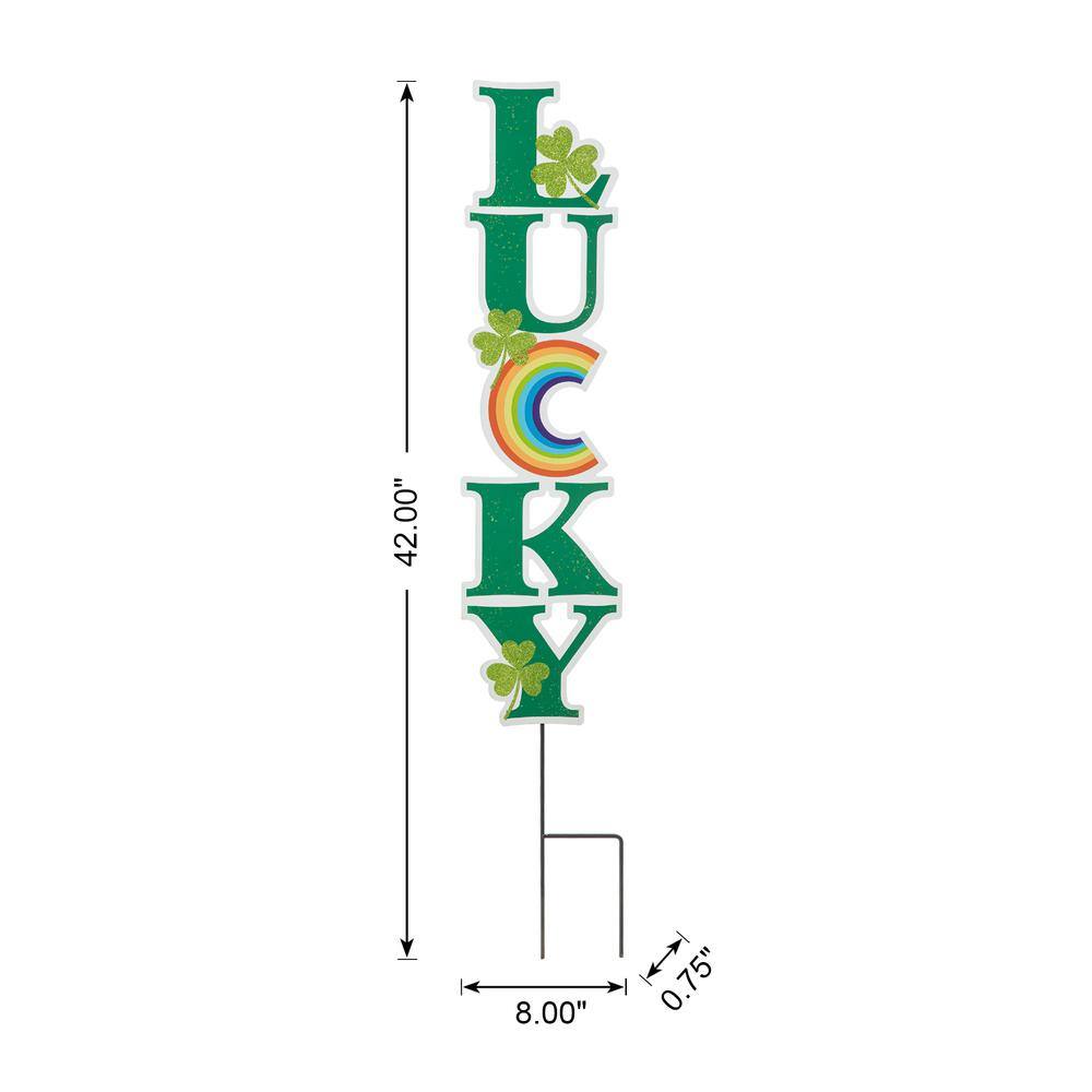 42 in. H St. Patrick’s Metal LUCKY Yard stake - Hercitys