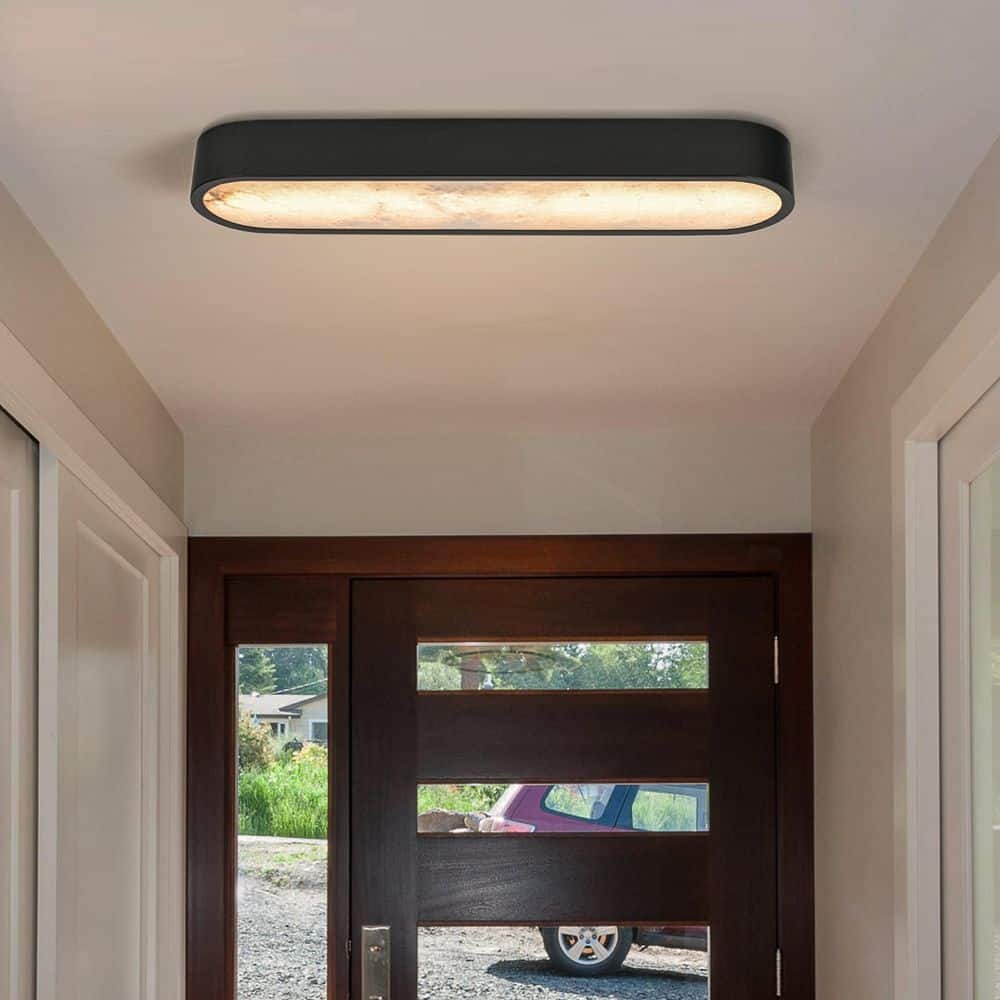23.62 in. 1-Light Black Oval Integrated LED Flush Mount Ceiling Light - Hercitys